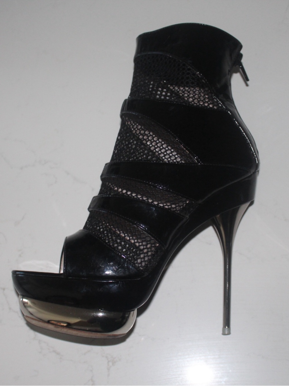 Emilio Pucci Black Mesh High Heel Boot Platform
